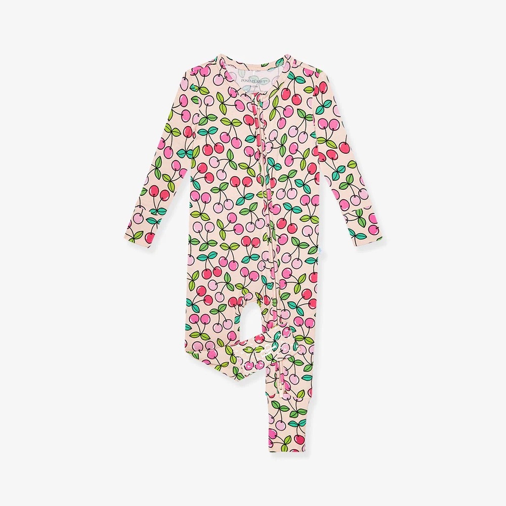 Posh Peanut Pink and Green Cherry Kids Footie